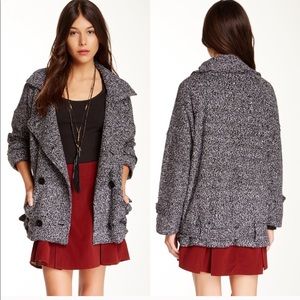 Free People slouchy salt & pepper Moto Jacket